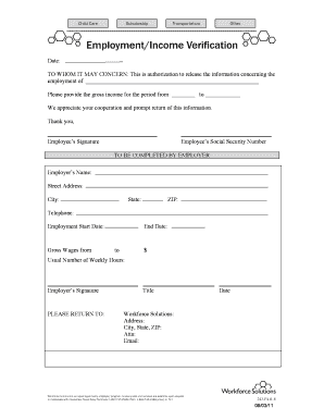 Workforce Employment Verification Form
