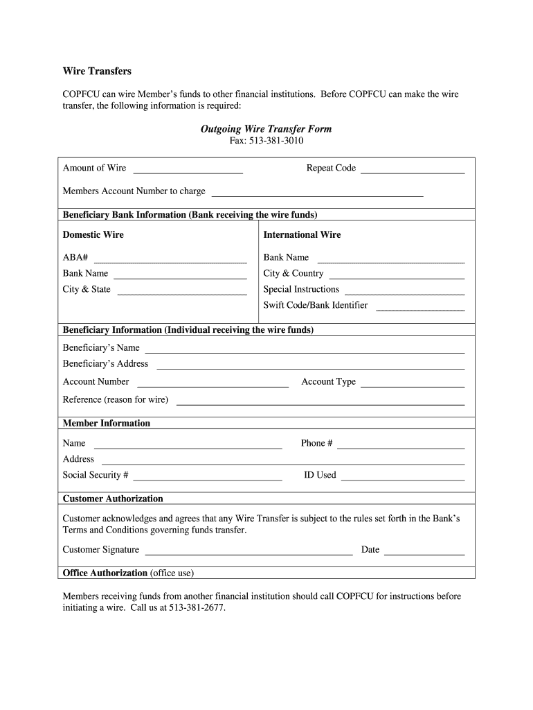 Wire Instructions Template  Form