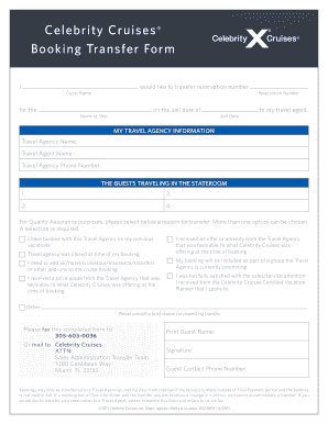 Celebrity Cruises Transfer Form