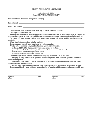 REMCO Lease Addendum Laundry Room Usagewpsdoc  Form