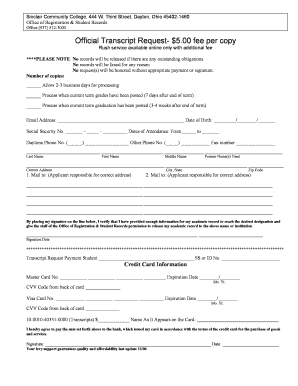 Sinclair Transcript Request  Form