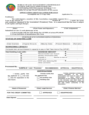 Bjmpslai Loan Table  Form