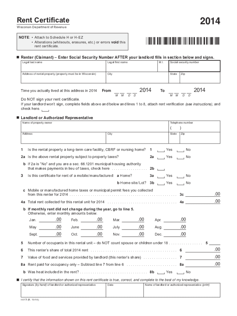  Rental Certificate 2014-2024