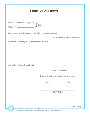 Notary Affidavit  Form
