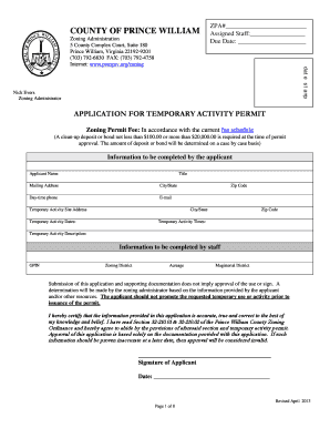Temporary Activity Permit Application Prince William County Pwcgov  Form