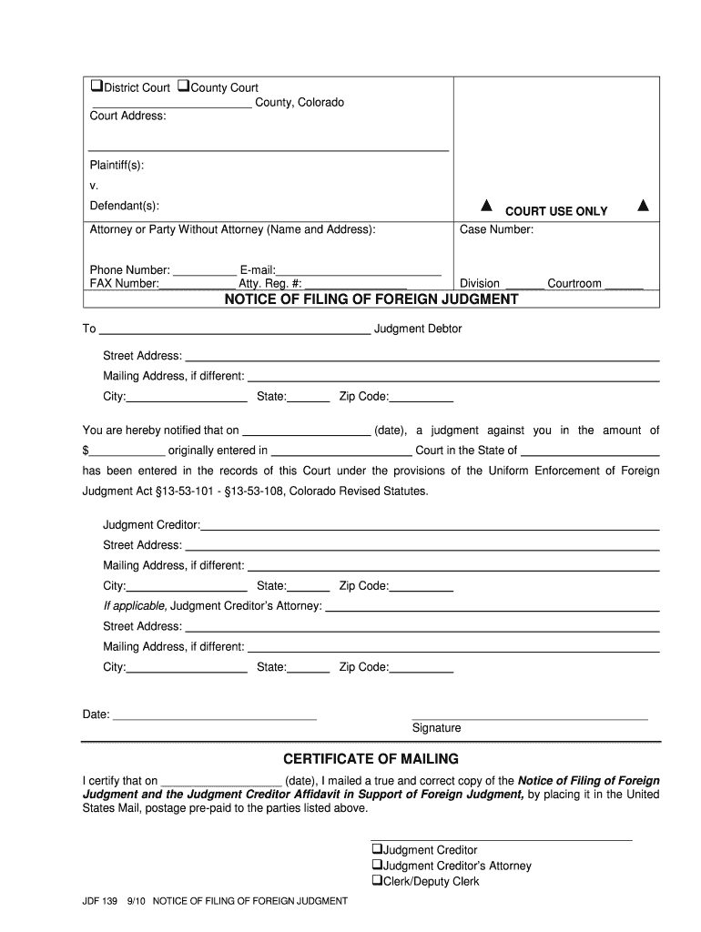 Colorado Notice Foreign  Form