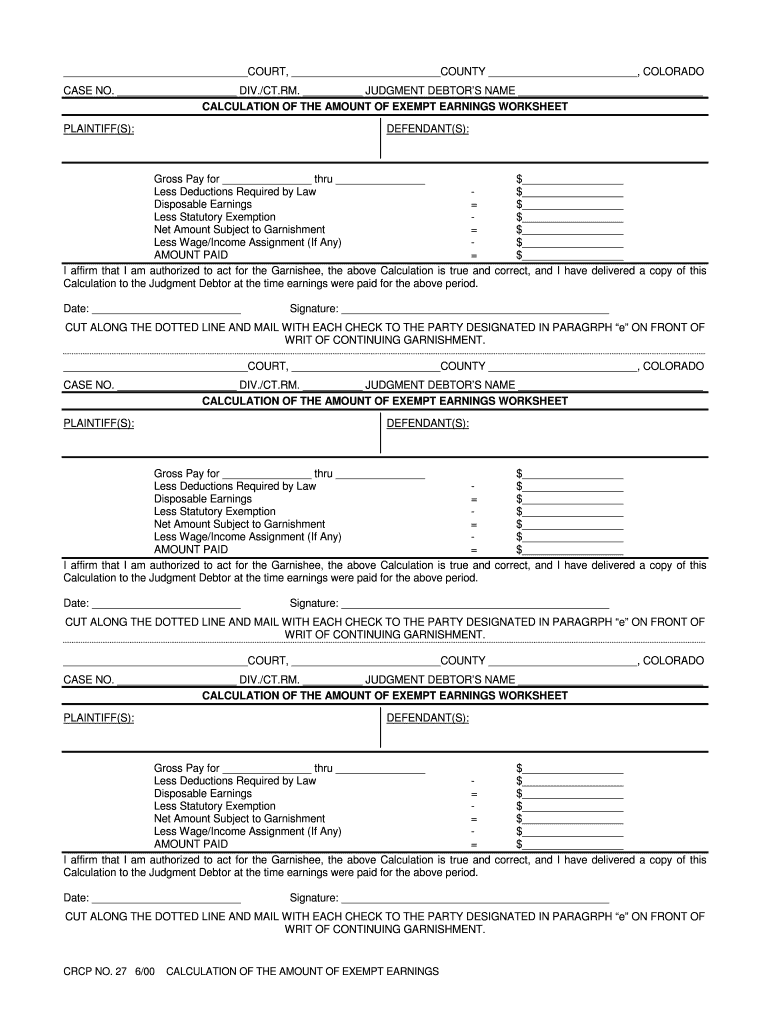 Colorado Earnings Form