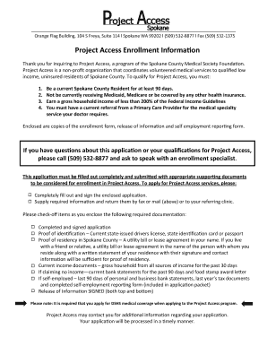 Project Access Spokane  Form