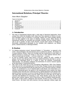 Slaughter Anne Marie International Relations Principal Theories  Form