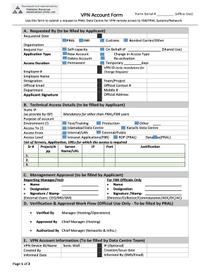 VPN Request Form Pakistan Revenue Automation