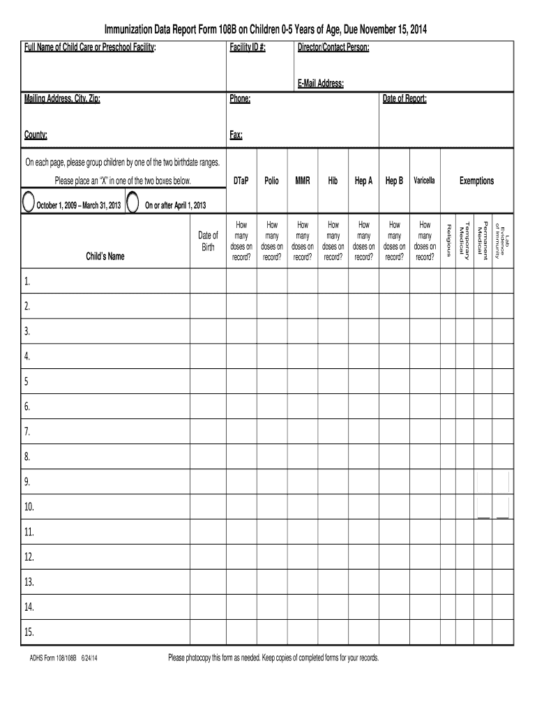 Immunizaton Date Report Maricopa County Form