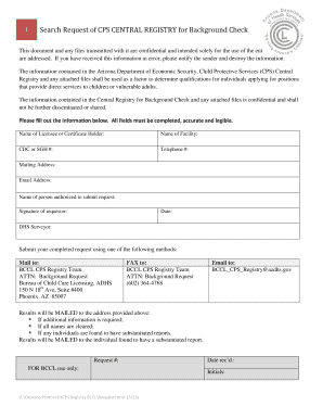 Central Registry Background Check  Form