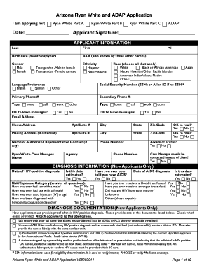 Arizona Ryan White and Adap Application V08202014 Form