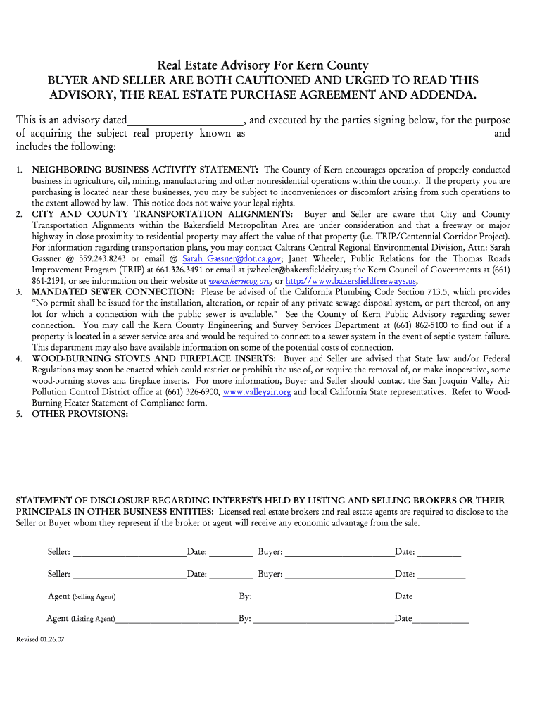 Real Estate Advisory County Form