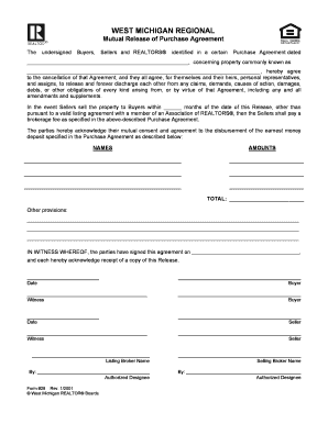 Mutual Release of Purchase Agreement Michigan  Form