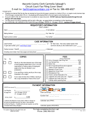 Macomb County Fax Filing  Form
