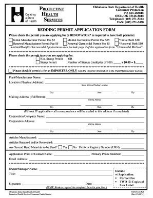 Oklahoma Bedding License Form