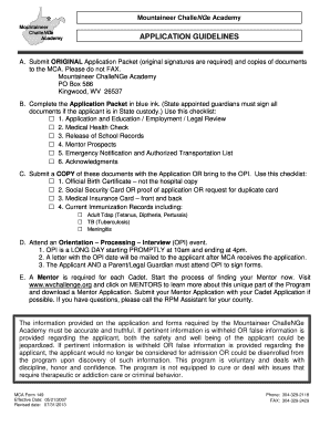 Mountaineer Challenge Academy Application  Form