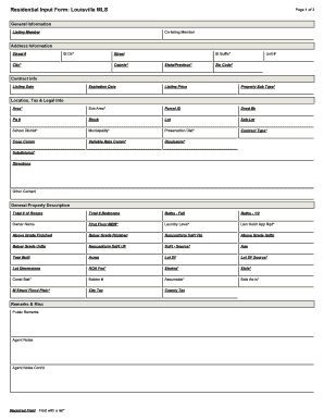 Residential Input Form Louisville MLS Page 1 of 3 Co
