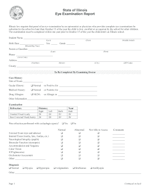 State of Illinois Eye Exam Form