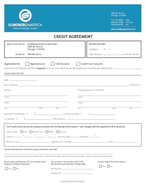 Credit Application Sundberg America Sundberg America  Form