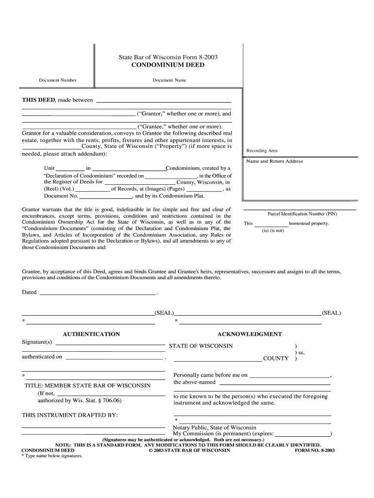 Condominium Deed  Form