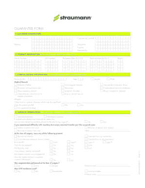 Straumann Guarantee Form