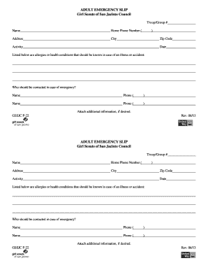 Emergency Slip  Form