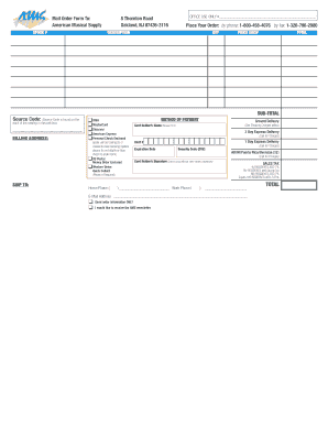 Order Form PDF American Musical Supply