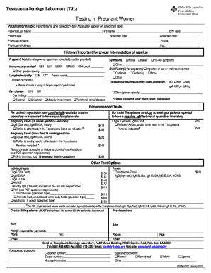  Testing in Pregnant Women Serology Serology Lab Form for Use by Medical Professionals or Labs Pamf 2013