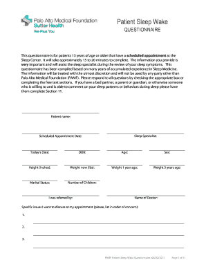 Pamf Sleep Clinic  Form