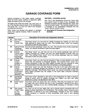 Garage Coverage Form Ca 00 05