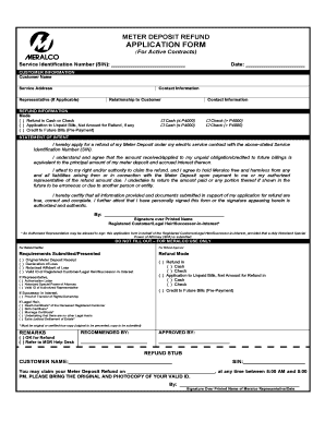 Meralco Meter Deposit  Form