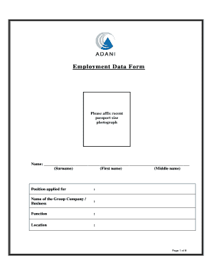 Adani Employment Data Form