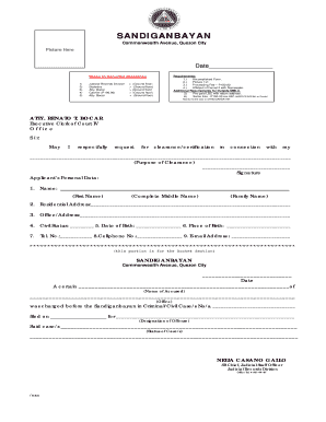 Sandiganbayan Clearance  Form