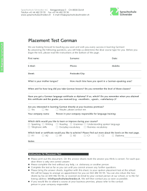 German Placement Test PDF  Form