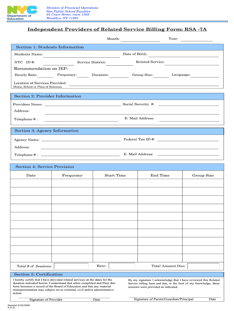 Nyc Doe Rsa Billing Form