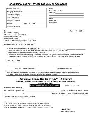 Xi Class Admission Cancel System  Form