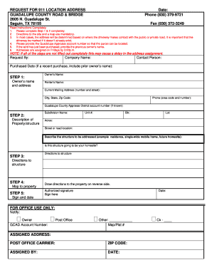 Guadalupe County 911 Address  Form