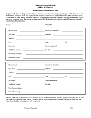 Wsu Education Form