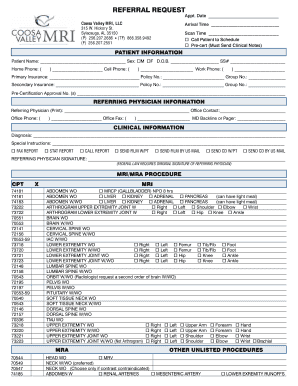 Coosa Valley Mri  Form