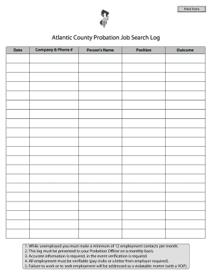 Atlantic County Probation Form