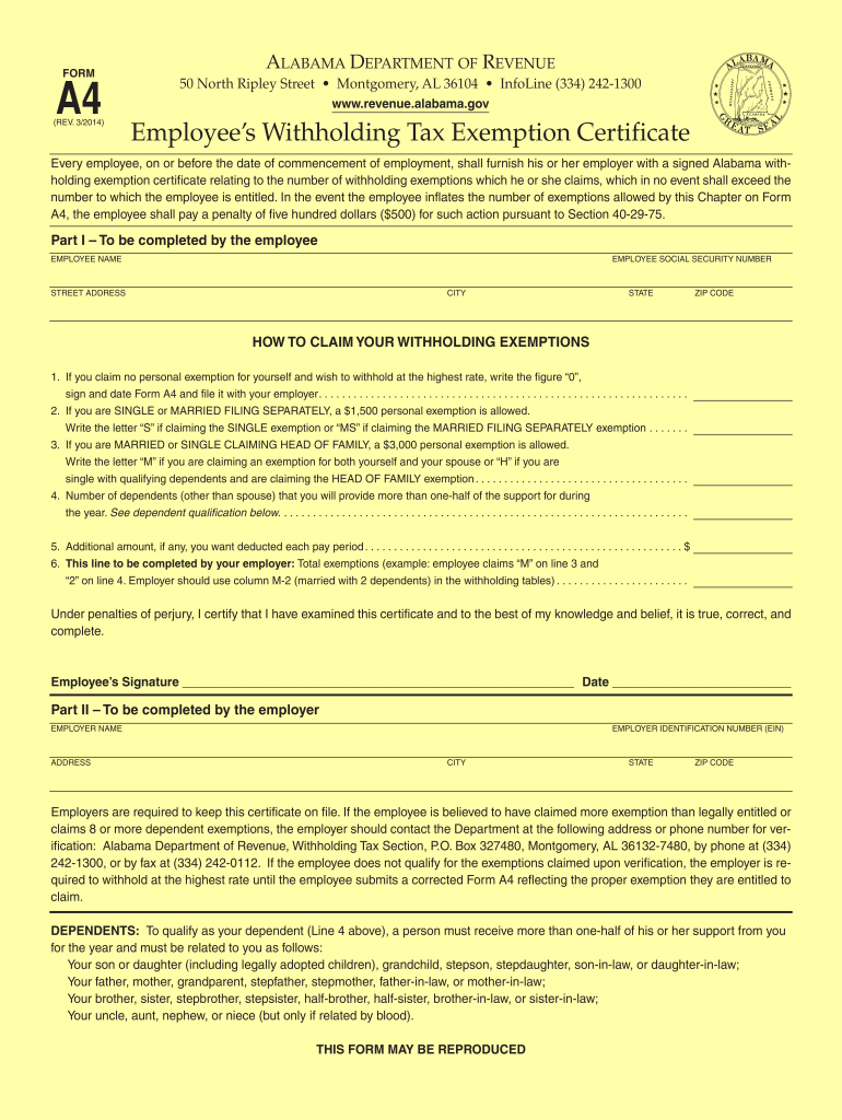 Alabama A 4 Form Printable 2019 Fill Out and Sign Printable PDF