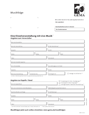 GEMA Musikfolge Fr Einzelveranstaltungen  Form