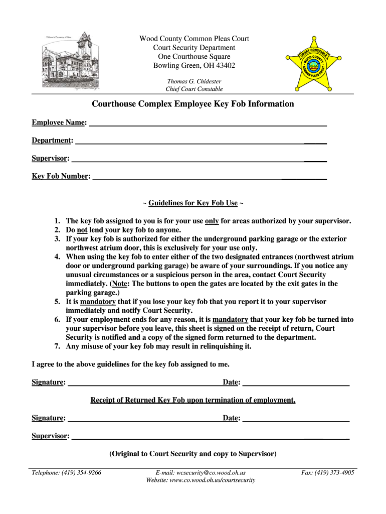 Employee Key Fob Agreement  Form