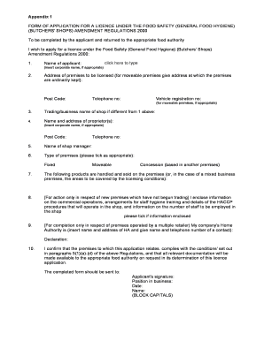 Meat Licence Application  Form