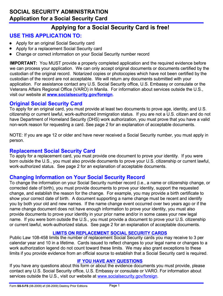  Application for the Social Security Card US Department of State 2019