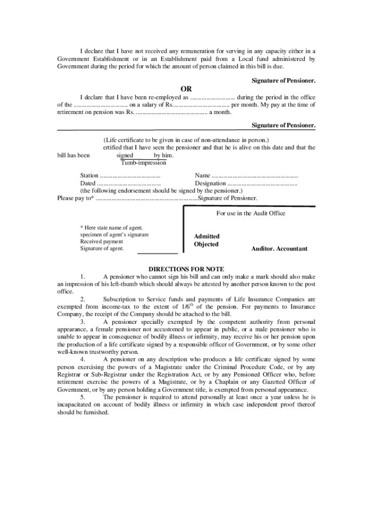 Pension 5 Back  Form