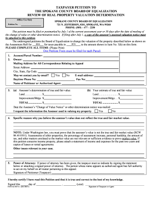 Spokane Board of Equalization Form