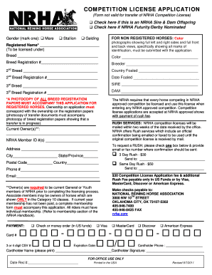 Nrha Competition License  Form
